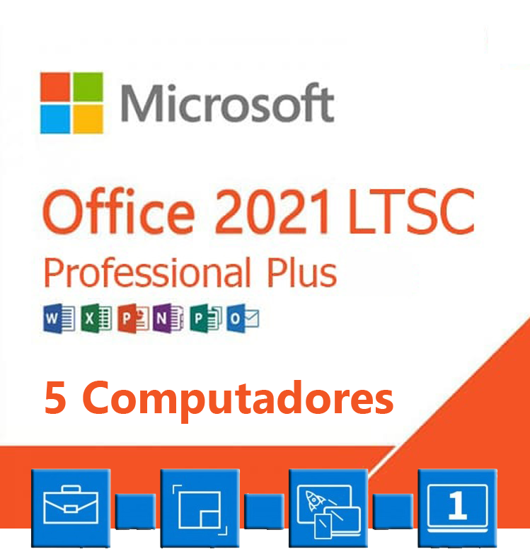 Microsoft Office 2021 Retail 5 Computadores - Ms Licenças